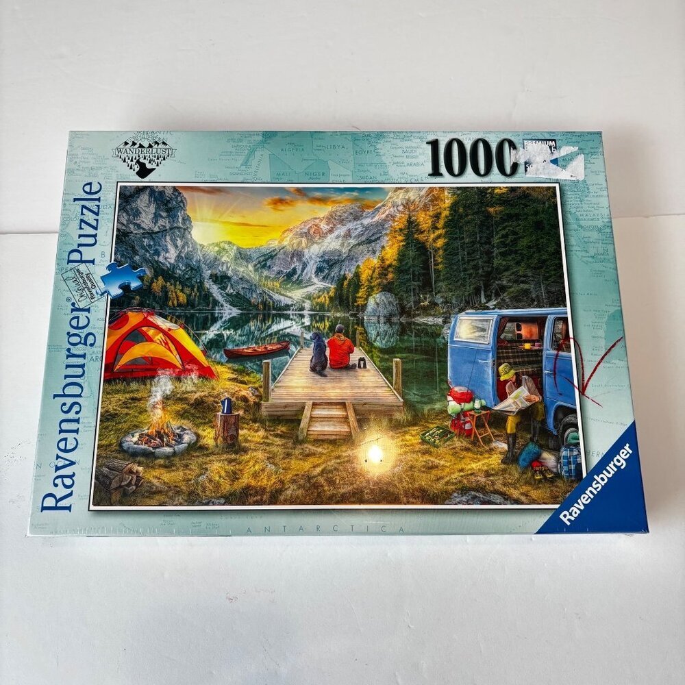 Ravensburger Premium Puzzle 1000 Pieces Calm‎ Camping Lake Lab Mountain Sealed